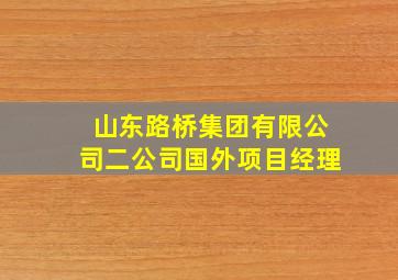 山东路桥集团有限公司二公司国外项目经理