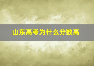 山东高考为什么分数高