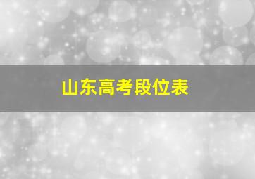 山东高考段位表