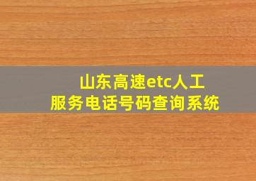 山东高速etc人工服务电话号码查询系统