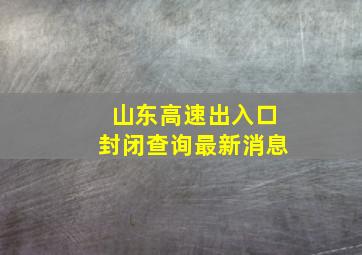 山东高速出入口封闭查询最新消息