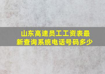 山东高速员工工资表最新查询系统电话号码多少