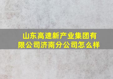 山东高速新产业集团有限公司济南分公司怎么样