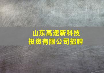 山东高速新科技投资有限公司招聘