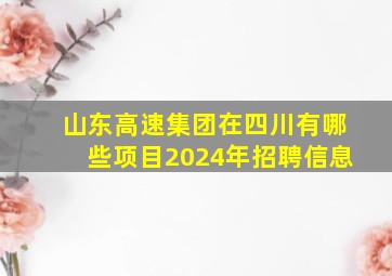 山东高速集团在四川有哪些项目2024年招聘信息