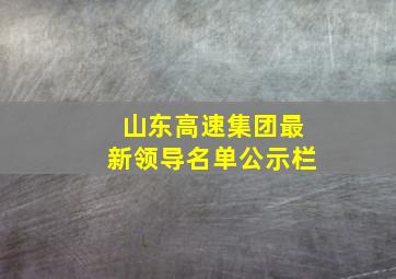 山东高速集团最新领导名单公示栏