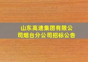 山东高速集团有限公司烟台分公司招标公告