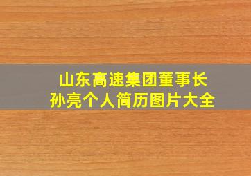 山东高速集团董事长孙亮个人简历图片大全