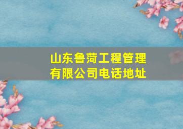 山东鲁菏工程管理有限公司电话地址