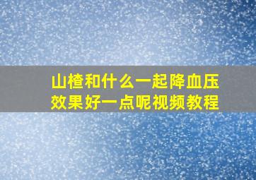 山楂和什么一起降血压效果好一点呢视频教程