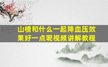 山楂和什么一起降血压效果好一点呢视频讲解教程