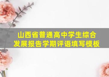 山西省普通高中学生综合发展报告学期评语填写模板