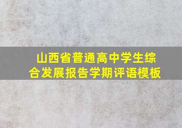 山西省普通高中学生综合发展报告学期评语模板