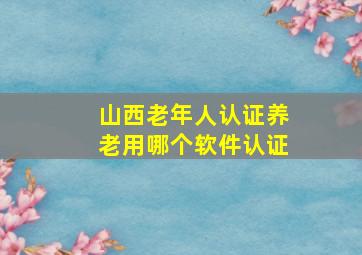 山西老年人认证养老用哪个软件认证