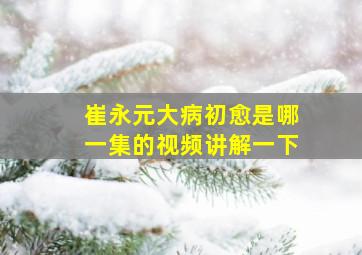 崔永元大病初愈是哪一集的视频讲解一下