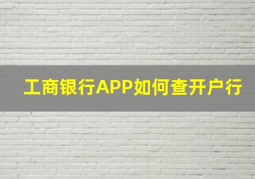 工商银行APP如何查开户行