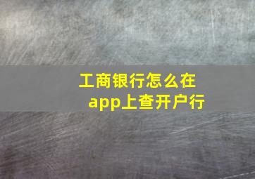 工商银行怎么在app上查开户行