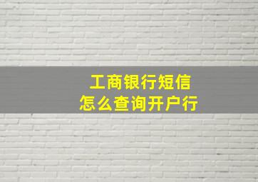 工商银行短信怎么查询开户行