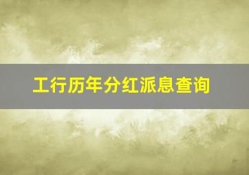 工行历年分红派息查询