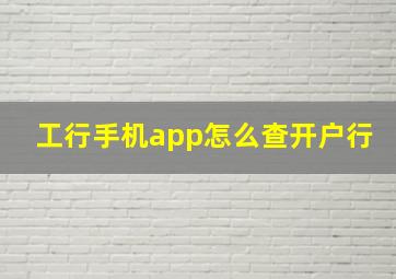 工行手机app怎么查开户行