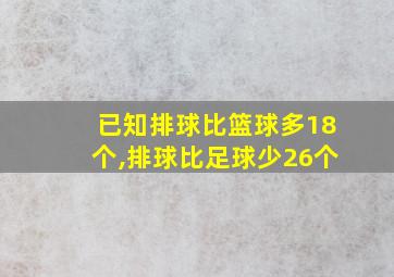 已知排球比篮球多18个,排球比足球少26个