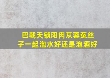 巴戟天锁阳肉苁蓉菟丝子一起泡水好还是泡酒好