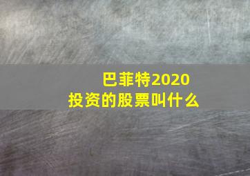 巴菲特2020投资的股票叫什么