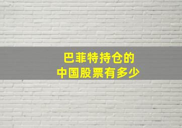 巴菲特持仓的中国股票有多少