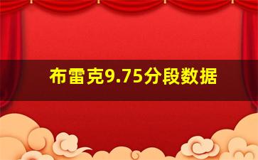 布雷克9.75分段数据