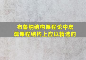 布鲁纳结构课程论中宏观课程结构上应以精选的