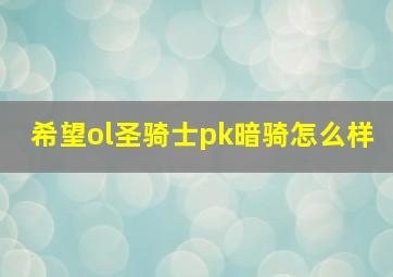 希望ol圣骑士pk暗骑怎么样