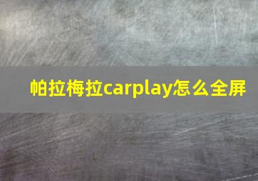 帕拉梅拉carplay怎么全屏