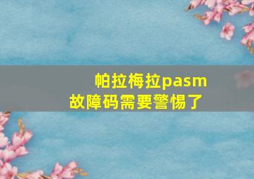 帕拉梅拉pasm故障码需要警惕了