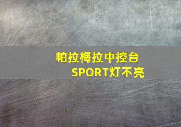 帕拉梅拉中控台SPORT灯不亮