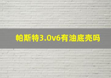 帕斯特3.0v6有油底壳吗