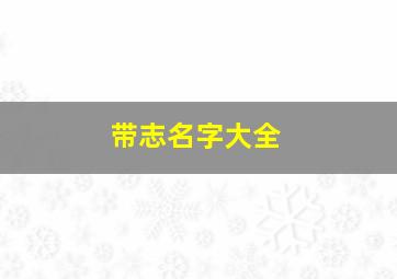 带志名字大全