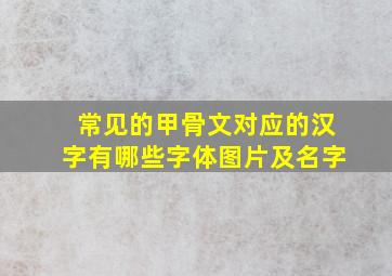 常见的甲骨文对应的汉字有哪些字体图片及名字