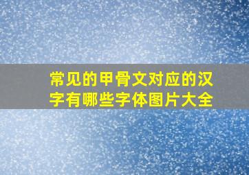 常见的甲骨文对应的汉字有哪些字体图片大全