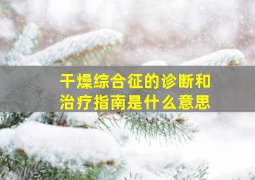 干燥综合征的诊断和治疗指南是什么意思