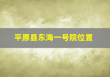 平原县东海一号院位置