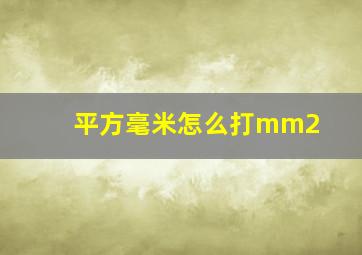 平方毫米怎么打mm2