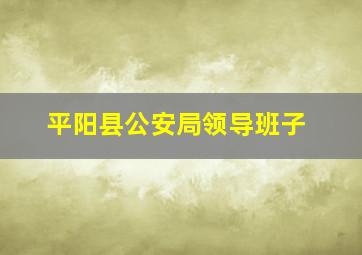 平阳县公安局领导班子