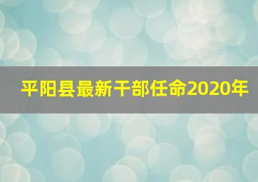 平阳县最新干部任命2020年