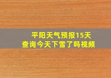 平阳天气预报15天查询今天下雪了吗视频