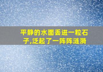 平静的水面丢进一粒石子,泛起了一阵阵涟漪