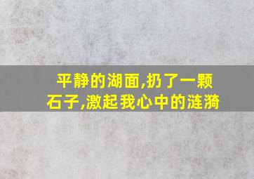 平静的湖面,扔了一颗石子,激起我心中的涟漪