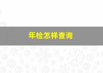 年检怎样查询