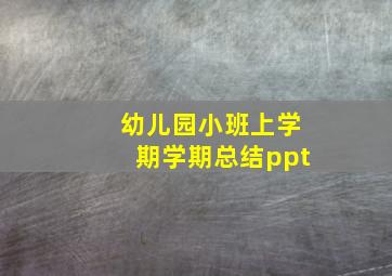 幼儿园小班上学期学期总结ppt