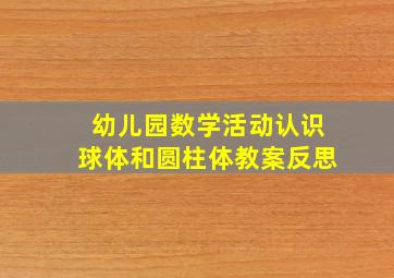 幼儿园数学活动认识球体和圆柱体教案反思