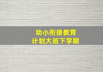 幼小衔接教育计划大班下学期